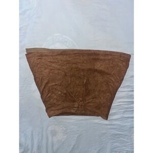 Shein Brown Mini Skirt Lace‎ Up Front Faux Suede Sexy Club Party Womens